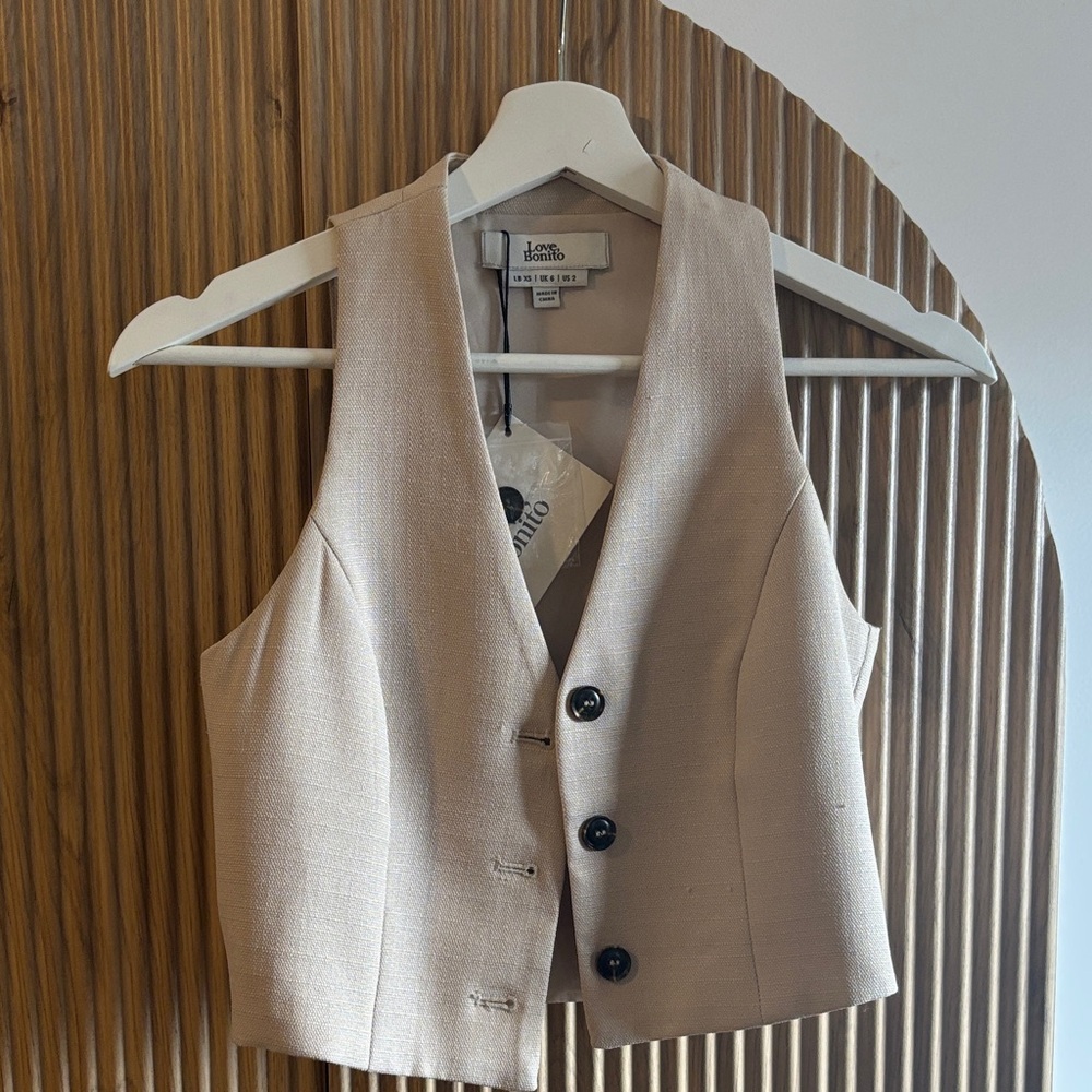 Tan Sleeveless Vest by Love, Bonito